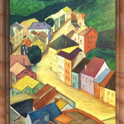 031-luxemburgse Dorpstraat Acryl 50x70cm € 195,00