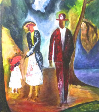 045-Wandelen a/h Meer 50x70cm