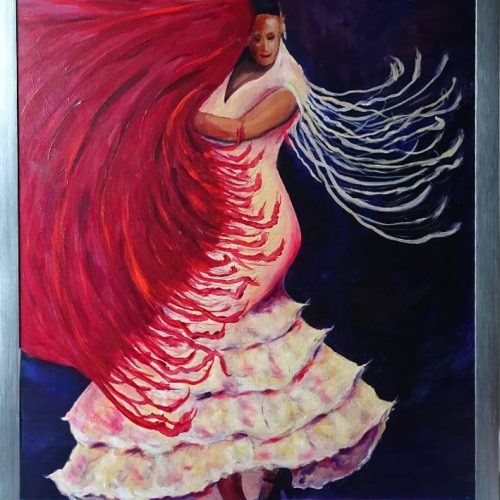 053. Flamenco Danseres acryl 60x80 canvasboard € 275,00