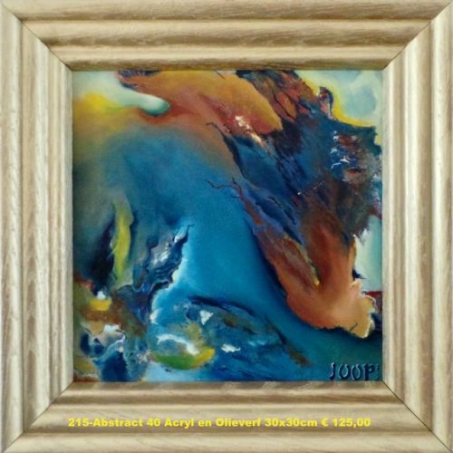 215-Abstract 40 Acryl en Olieverf 30x30cm € 125,00