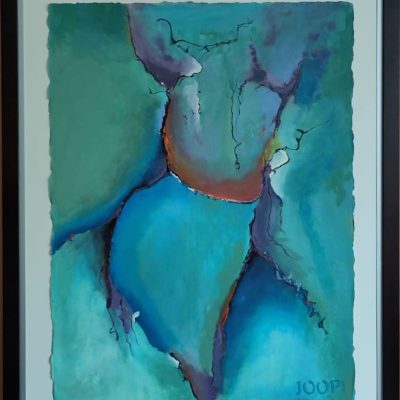 251-Abstract 69 Acry geschept papier 60x80cm met lijst € 200,00