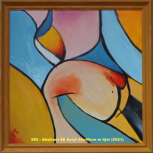 285 - Abstract 88 Acryl 40x40cm m lijst € 145,00