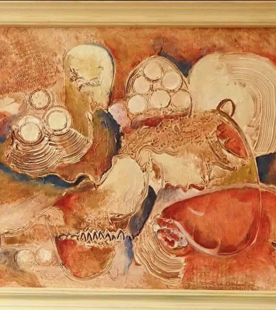 327 - Abstract 127 acryl 50x40cm m. lijst € 175,00