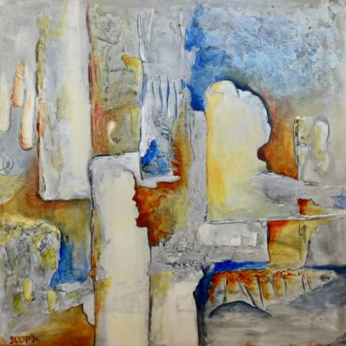 332 - Abstract 131 Acryl 60x60cm op MDF  € 295,00