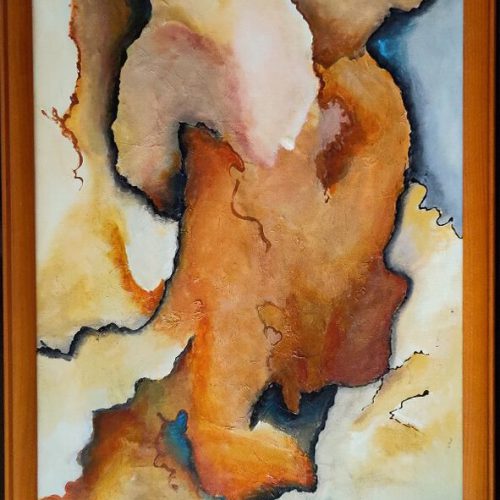 334-Abstract 134 Acryl 70x50cm m.lijst € 350,00