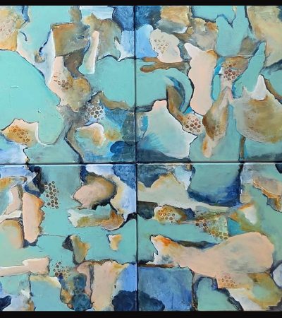 336- Abstract 136 Acryl 4 stuks 40x40cm €