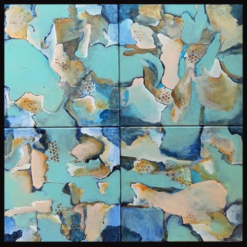 336- Abstract 136 Acryl 4 stuks 40x40cm € 375,00 met lijst