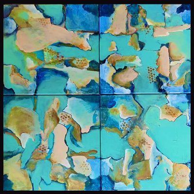 336- Abstract 136 Acryl 4 stuks 40x40cm € 350,00 met lijst