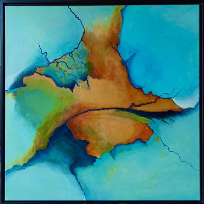 338- ABSTRACT 138 ACRYL 80X80CM € 400,00 MET LIJST