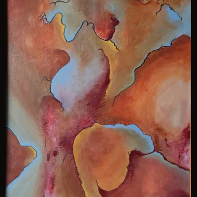 347 Abstract 147 Acryl op Canv.Boardm.lijst 50x70 met lijst € 175,00